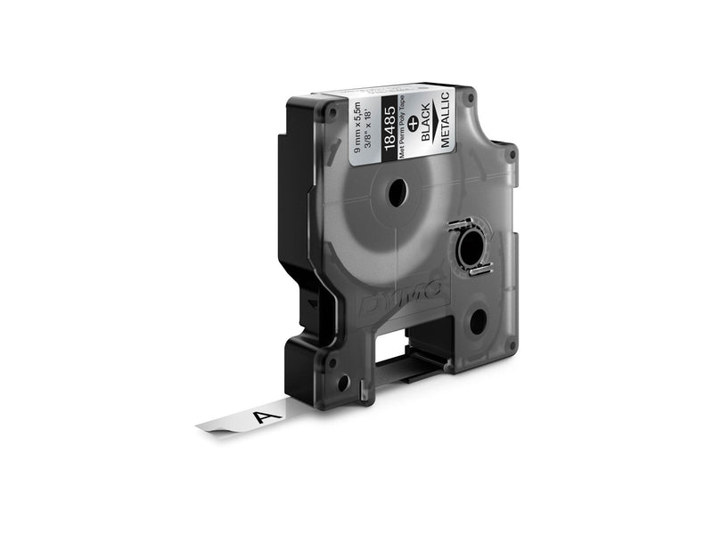 DYMO Rhino Industrie Permanente Polyesteretiketten | 9 mm x 5,5 m | Schwarz auf Metallic