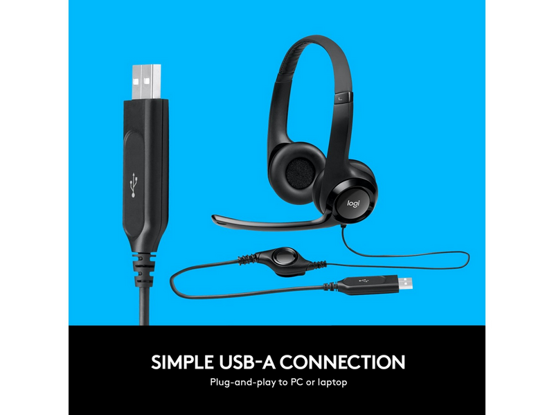 Logitech H390 USB Computer Headset - Black