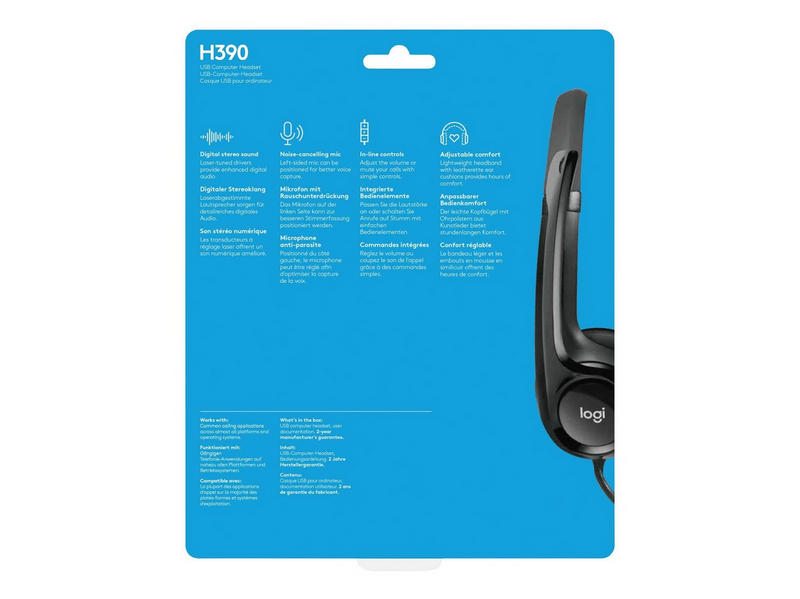 Logitech H390 USB Computer Headset - Black