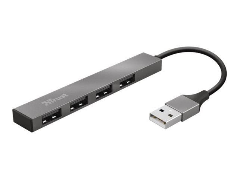Trust Halyx Aluminium 4-Port Mini USB Hub USB-Hubs - 4 - Schwarz