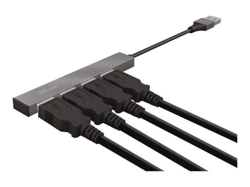 Trust Halyx Aluminium 4-Port Mini USB Hub USB-Hubs - 4 - Schwarz