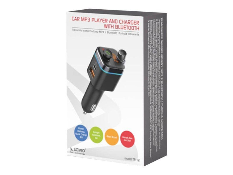 Savio TR-12 - Bluetooth hands-free car kit / FM transmitter / charger for mobile phone
