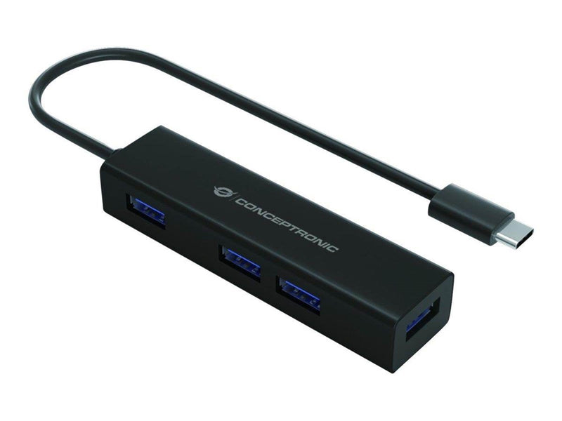 Conceptronics Conceptronic HUBBIES07B - hub - 4 ports USB-Hubs - USB 3.2 - 4 - Schwarz