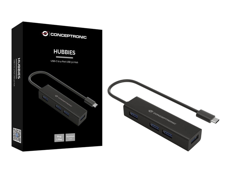 Conceptronics Conceptronic HUBBIES07B - hub - 4 ports USB-Hubs - USB 3.2 - 4 - Schwarz