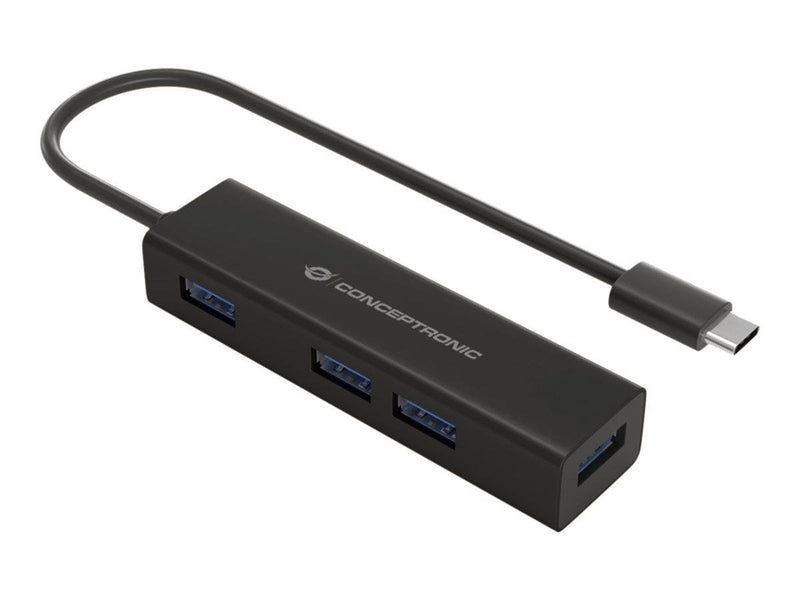 Conceptronics Conceptronic HUBBIES07B - hub - 4 ports USB-Hubs - USB 3.2 - 4 - Schwarz