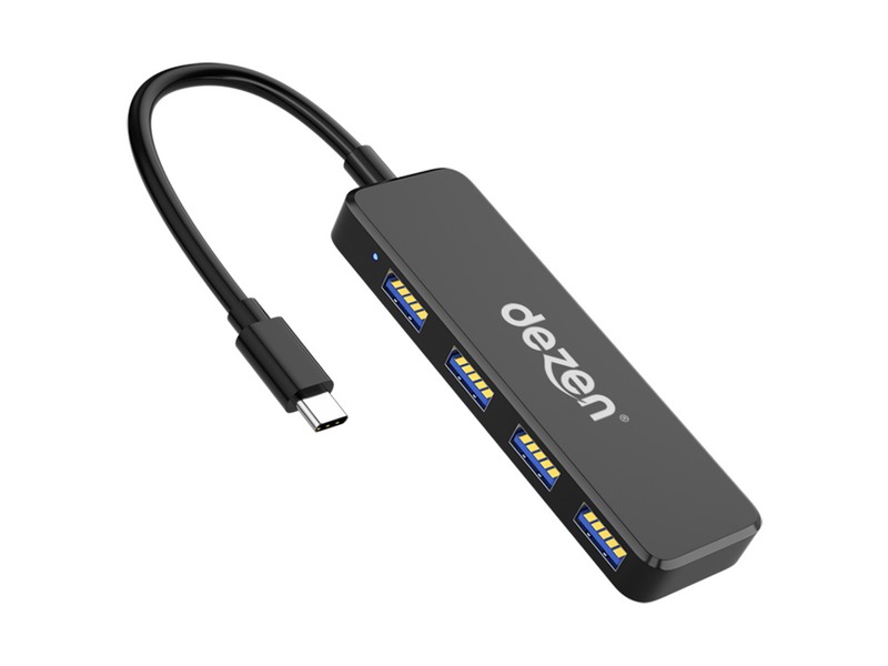 dezen UH34 Type C USB-Hubs - USB 3.0 - 4 - Schwarz