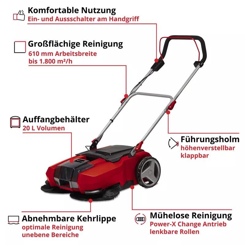Einhell Akku-Kehrmaschine TE-SW 18/610 Li-Solo (2352040)