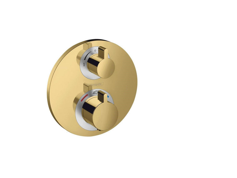 Hansgrohe ecostat s thermostatic mixer for concealed installation for 2 outlets with shut-off / diverter valve polished gold-opt