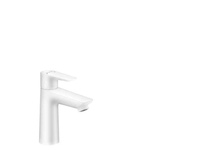 Hansgrohe talis e single lever basin mixer 110 with pop-up waste set matt white