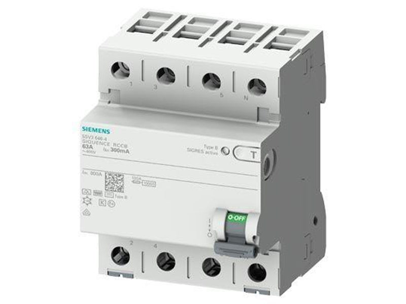 Siemens Rccb 4-polet type b 40a 300 ma 400vac korttidsforsinket