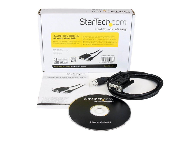 StarTech.com 1 Port USB zu Null Modem RS232 DB9 Serial DCE Adapter Kabel mit FTDI