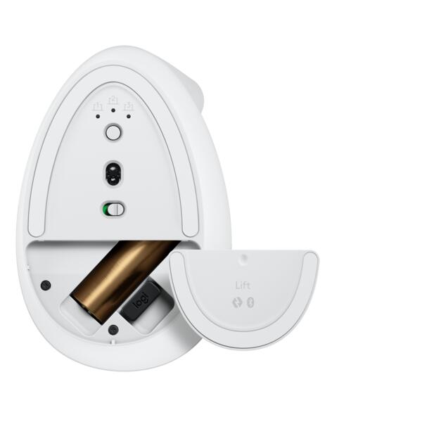 Logitech Lift ergonomische vertikale Maus für Rechtshänder (kabellos, weiß)