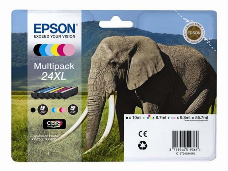 Epson 24XL High Capacity 6-Pack (Black Yellow Cyan Magenta Light-Magenta Light-Cyan) Ink - Tintenpatrone Cyan, Magenta, Gelb, Helles Cyan, Helles Magenta