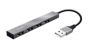 Trust Halyx Mini-USB-Hub aus Aluminium mit 4 Anschlüssen - Silber