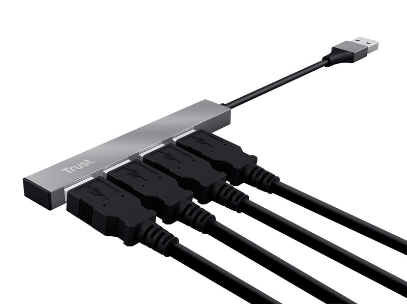 Trust Halyx Mini-USB-Hub aus Aluminium mit 4 Anschlüssen - Silber