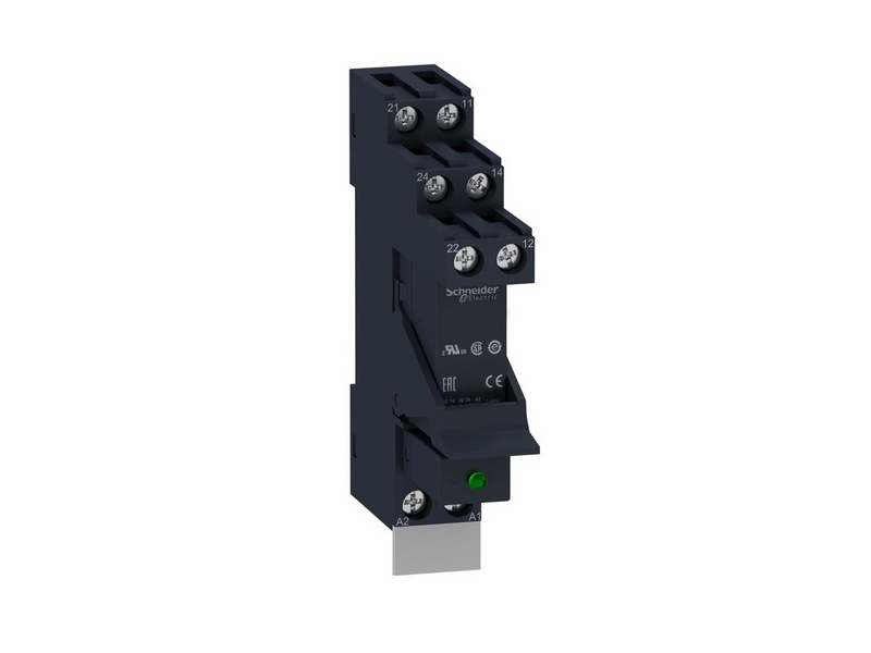 Schneider Electric Zelio rsb plug-in relay premounted in socket with varistor and legend 2 c/o 8a contacts and 230vac supply