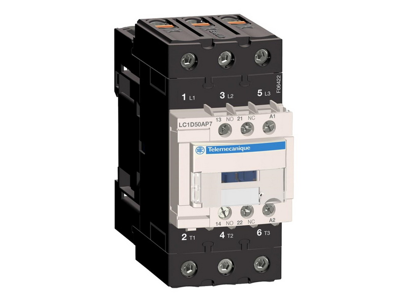 Schneider Electric Tesys d contactor lc1d50ap7 3p 50a ac-3 22kw@400v 1no+1nc aux contact 230v 50/60hz ac coil