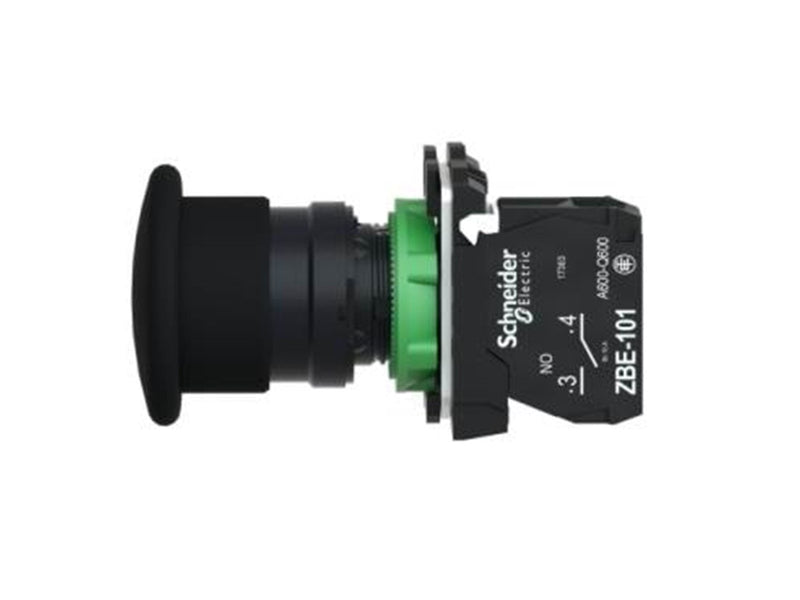 Schneider Electric Harmony toad print complete with ø40 mm toad head in black with spring return 1xno xb5ac21