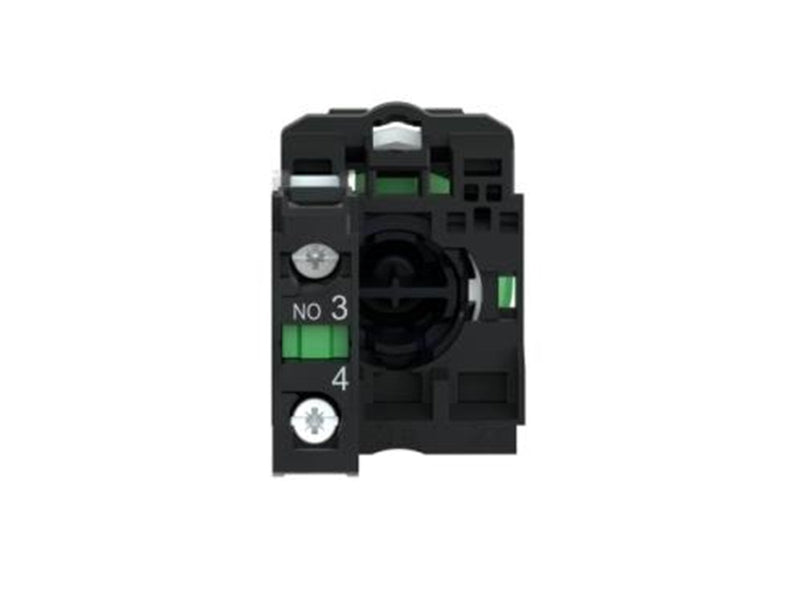 Schneider Electric Harmony push button complete with spring return and flat touch surface in white with black arrow 1xno xb5aa33