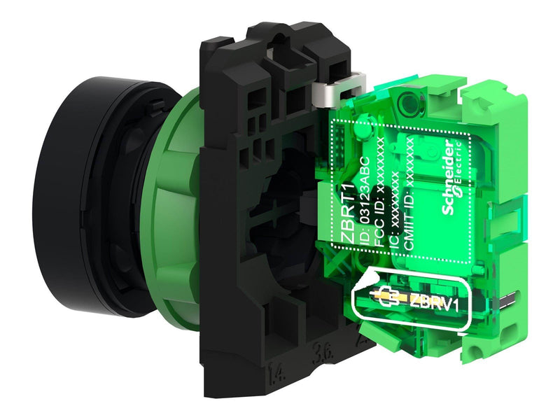 Schneider Electric Wireless and batteryless push button plastic green ø22 spring return with transmitter