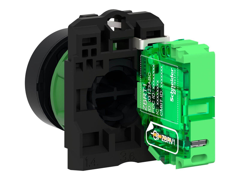 Schneider Electric Wireless and batteryless push button plastic green ø22 spring return with transmitter