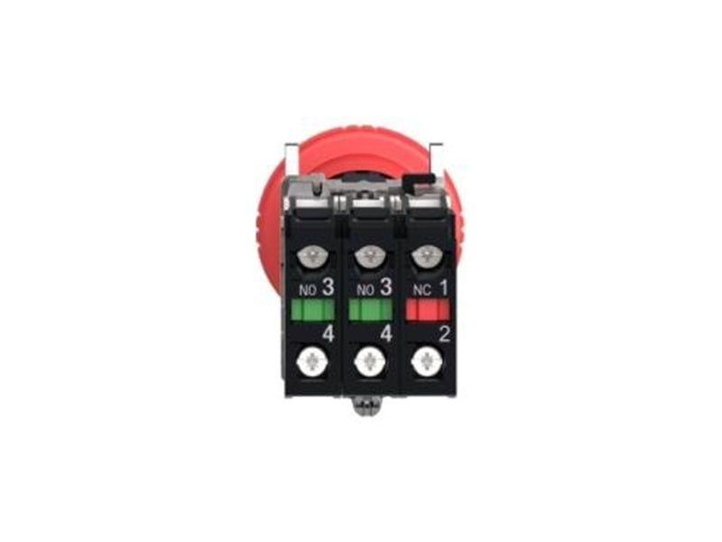 Schneider Electric Red ø40 emergency stop switching off ø22 latching turn release 2nc+1no