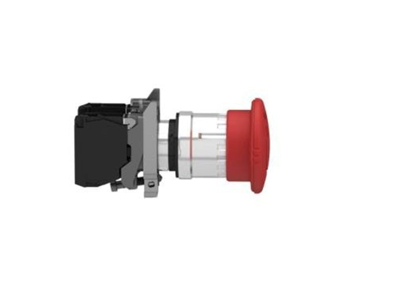 Schneider Electric Harmony emergency stop complete with ø40 mm toad head in red with push / turn function and 2xnc xb4bs8444