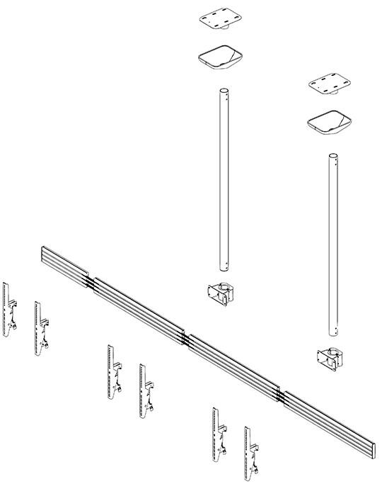 HAGOR comPROnents Series CPS Menuboard D3L für 3x 117 cm (46') – 165 cm (65')