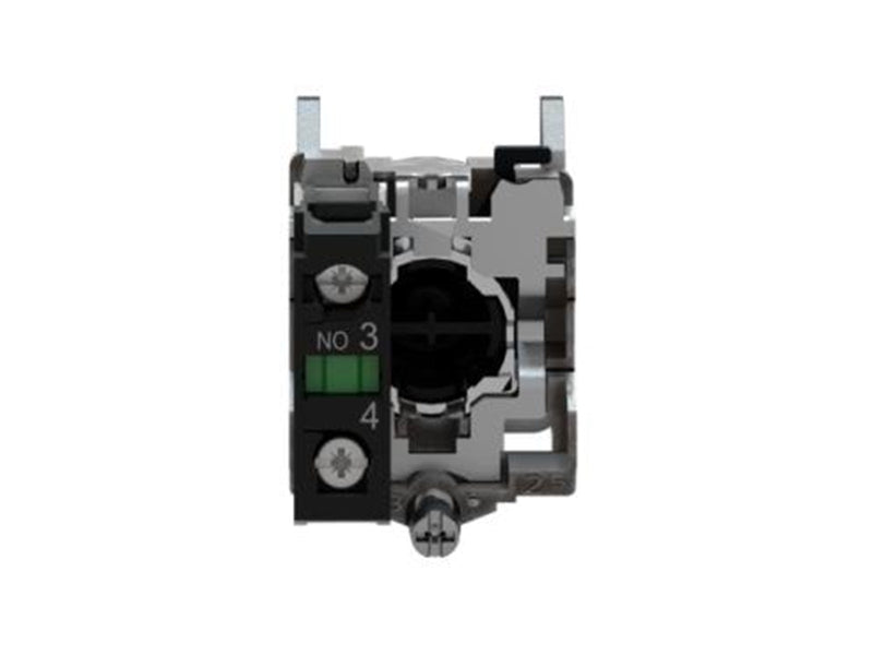 Schneider Electric Harmony push button complete with spring return and flat touch surface in black with white arrow 1xno xb4ba33