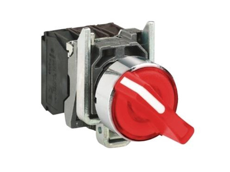 Schneider Electric Harmony rotary switch complete with led and 2 fixed positions in red 24vac / dc 1xno + 1xnc xb4bk124b5