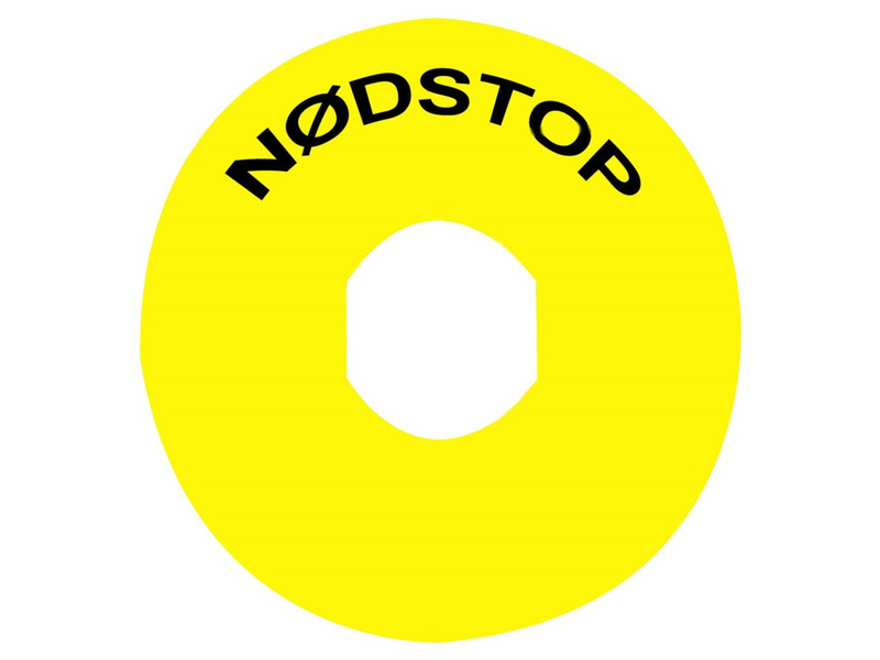 Schneider Electric Yellow legend dia60 nodstop with logo is