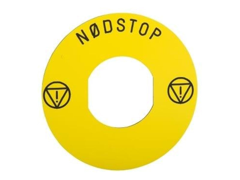 Schneider Electric Yellow legend dia60 nodstop with logo is