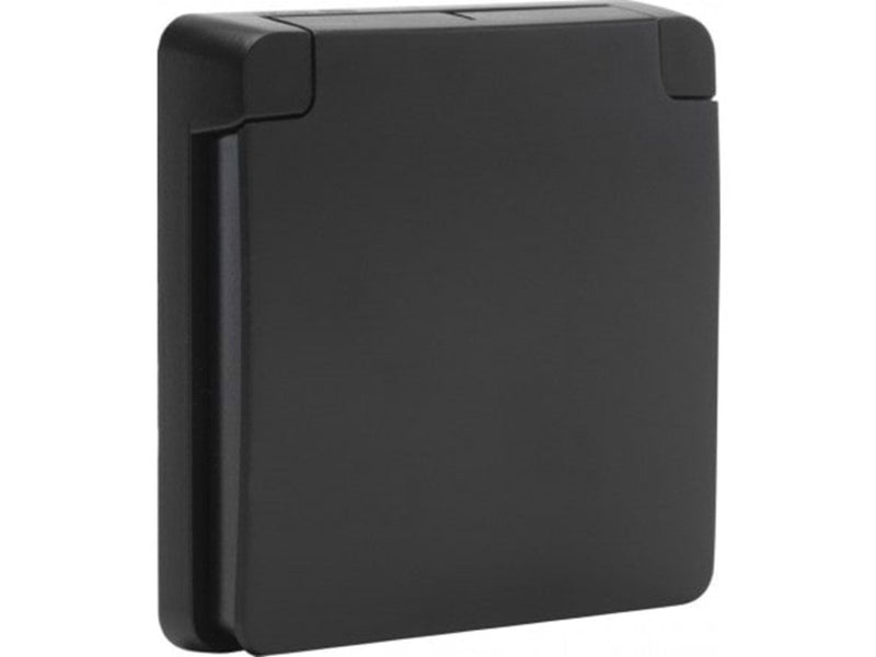 Niko-Servodan Adapter frame with hinged lid suitable for 45 x 45 mm functions in splashproof surface-mounting outlets black