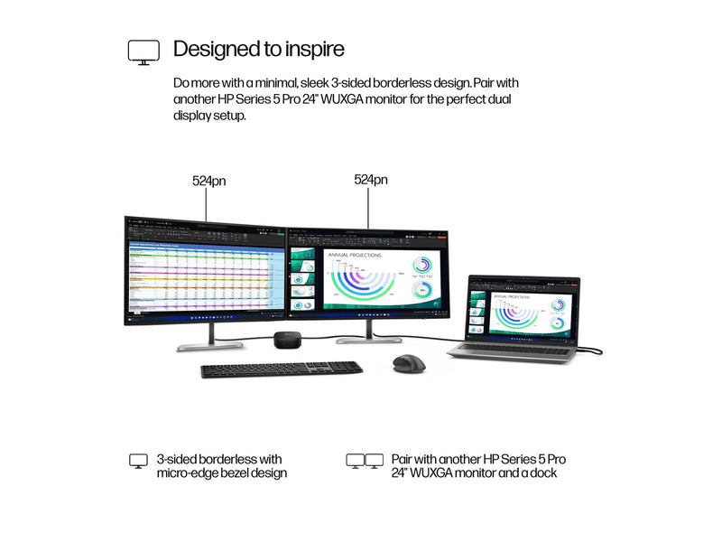 24" HP 524pn Series 5 Pro - 1920x1200 - 100Hz - IPS