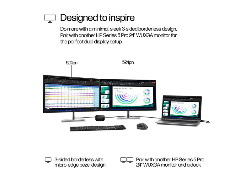 24" HP 524pn Series 5 Pro - 1920x1200 - 100Hz - IPS