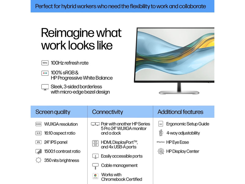 24" HP 524pn Series 5 Pro - 1920x1200 - 100Hz - IPS