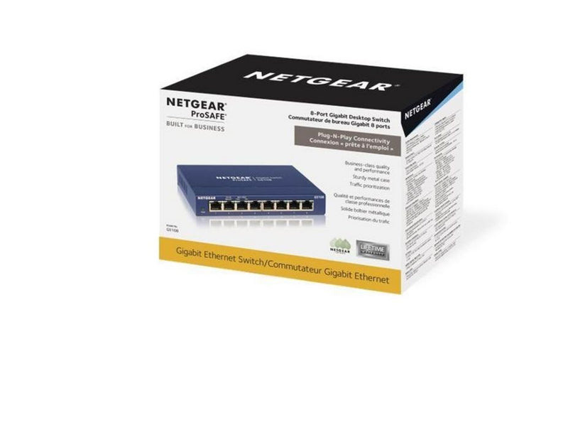 Netgear ProSAFE GS108 8-Port Gigabit Ethernet Unmanaged Switch