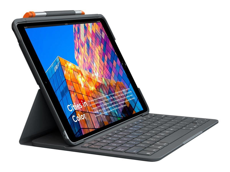 Logitech Slim Folio - keyboard and folio case - QWERTY - Italian - graphite - Tastatur & Folio-Set - Italienisch - Grau