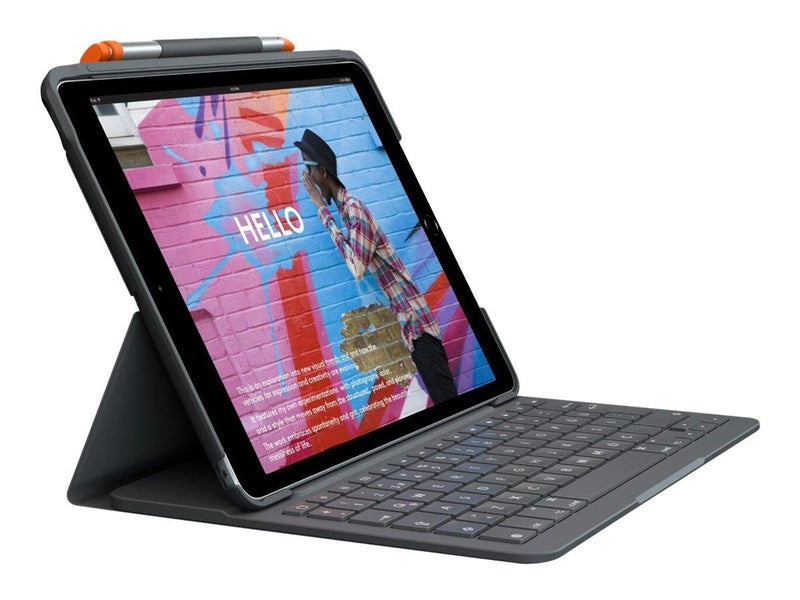 Logitech Slim Folio - keyboard and folio case - QWERTY - Italian - graphite - Tastatur & Folio-Set - Italienisch - Grau