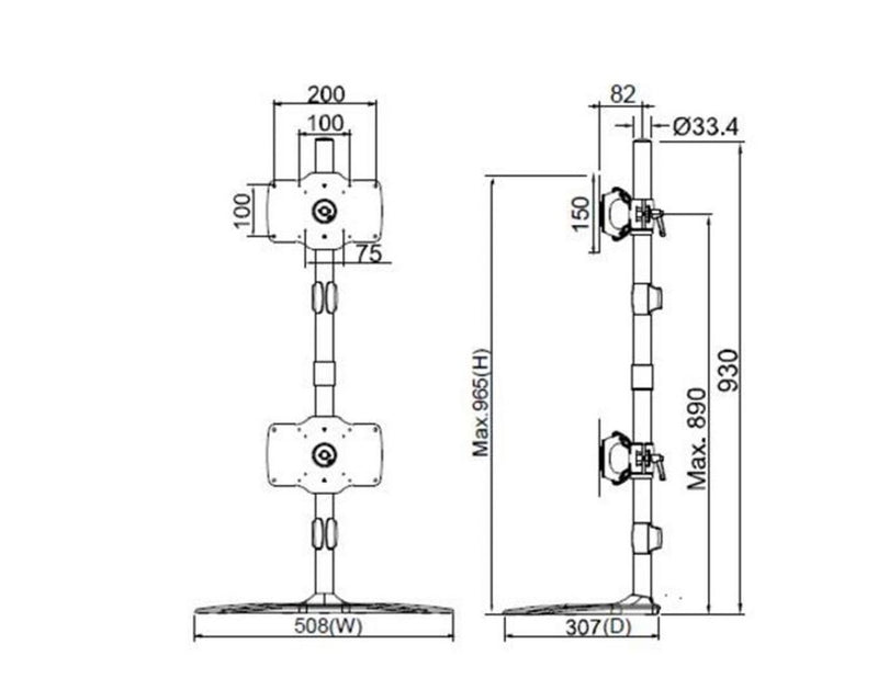 Multibrackets M VESA Desktopmount Single Stand 24"-32" Expansion Kit