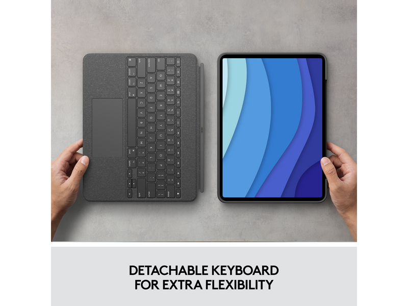 Logitech Combo Touch for iPad Pro 12.9'' - UK - Tastatur & Folio-Set - Englisch - UK - Grau