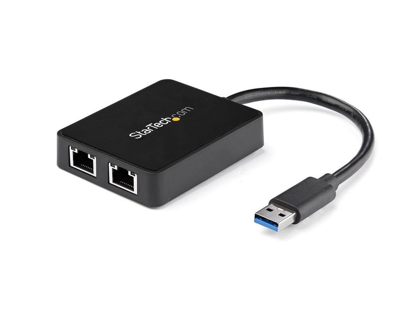 StarTech.com USB32000SPT USB 3.0 to Dual Port Gigabit Ethernet Adapter w/ USB Port 10/100/1000 Mbps USB Gigabit LAN Network NIC Adapter