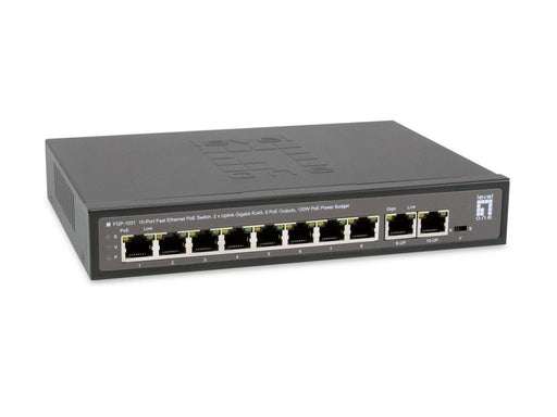 LevelOne Switch 10 Fast Ethernet-Ports mit 8 PoE-Ports 120W 2 Uplink Gigabit-Ports (FGP-1031)