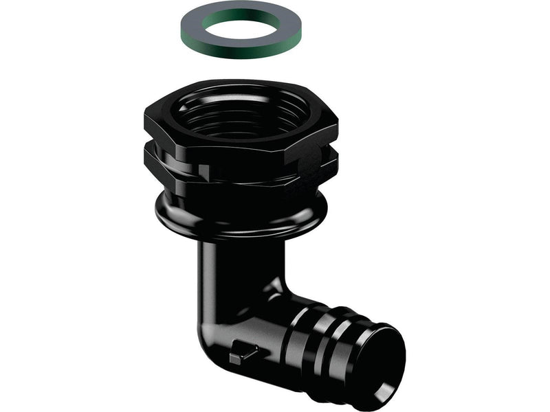 Uponor q&e elbow adapter 90° swivel nut ppsu black 16 mm x 12