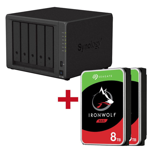 Synology DiskStation DS1522+ 5 Einschübe NAS-Server Leergehäuse + 2x Seagate Ironwolf SATA 3.5' HDD 8TB Festplatte