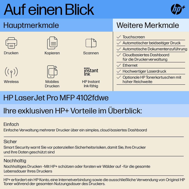 HP LaserJet Pro MFP 4102fdwe Laser-Multifunktionsgerät s/w