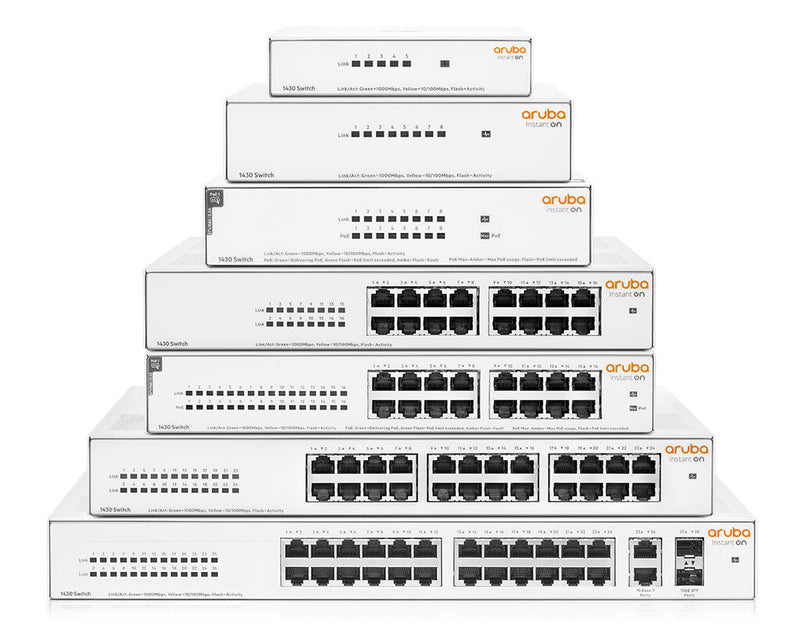 HPE Networking Instant On 1430 16G lüfterlos unmanaged Gigabit Switch EU (R8R47A)