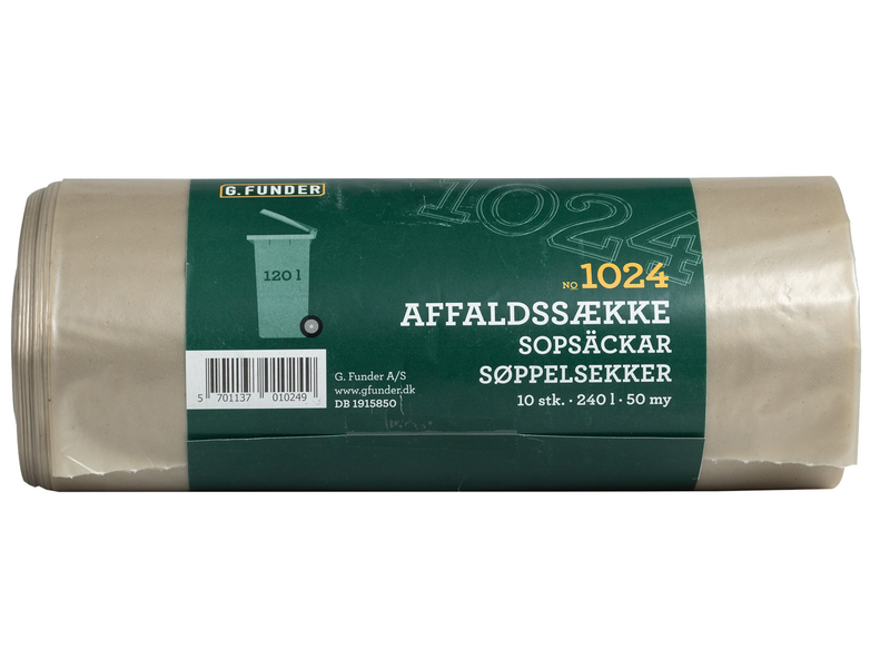 G.Funder Container garbage bags for 120 liter container clear plastic 10 bags per roll - heavy duty quality