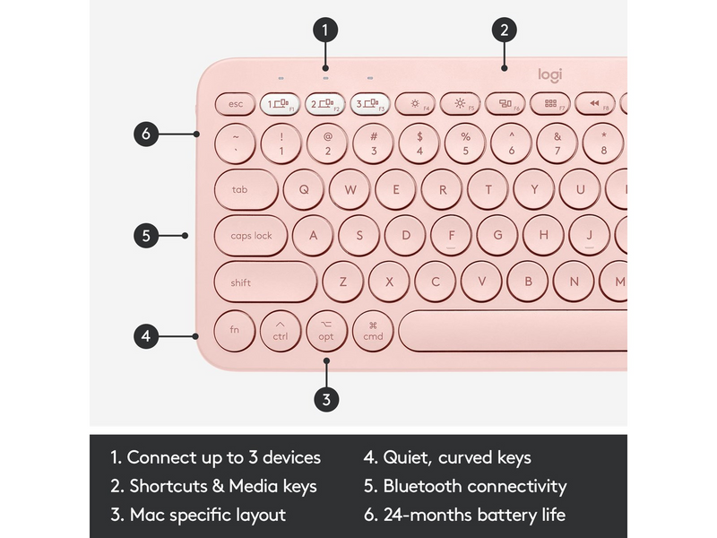 Logitech K380 (UK) - Tastaturen - Englisch - UK - Pink