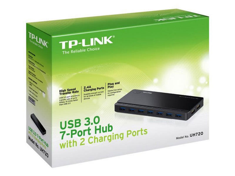 TP-Link UH720 USB 3.0 7-Port Hub with 2 Charging Ports USB-Hubs - USB 3.0 - 7 - Schwarz